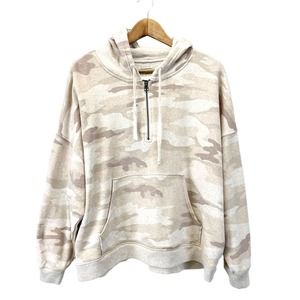 American Eagle Womens Ahh-Mazingly Soft Hoodie Sweatshirt Tan Cream Camouflage M